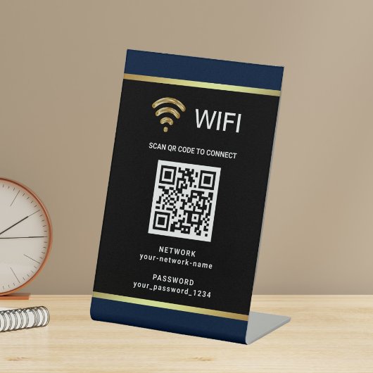Signe De Table Code QR personnalisé moderne pour mot de passe de 