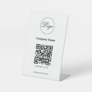 Signe De Table Code QR personnalisé Paiement Logo d'entreprise Bl