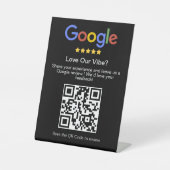Signe De Table Code QR personnalisé pour avis Google noir moderne (Recto)