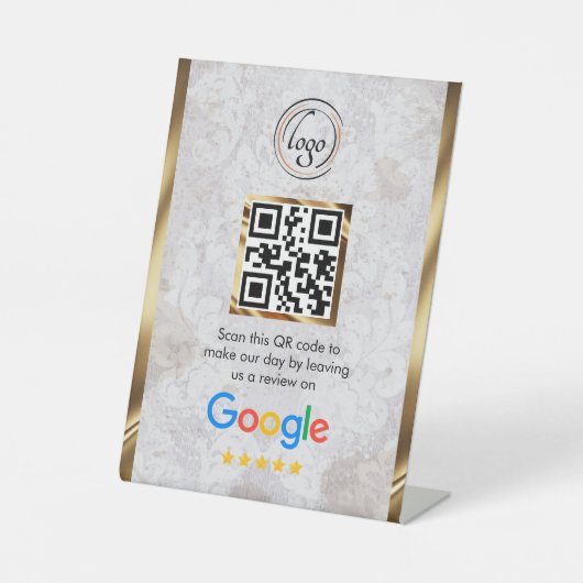 Signe De Table Code QR personnalisé pour les avis Google sur l'en (Recto)