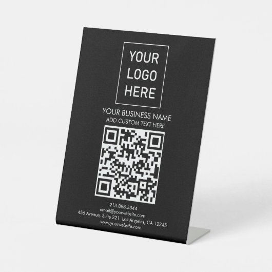 Signe De Table Code QR personnalisé professionnel Logo Texte Entr (Recto)