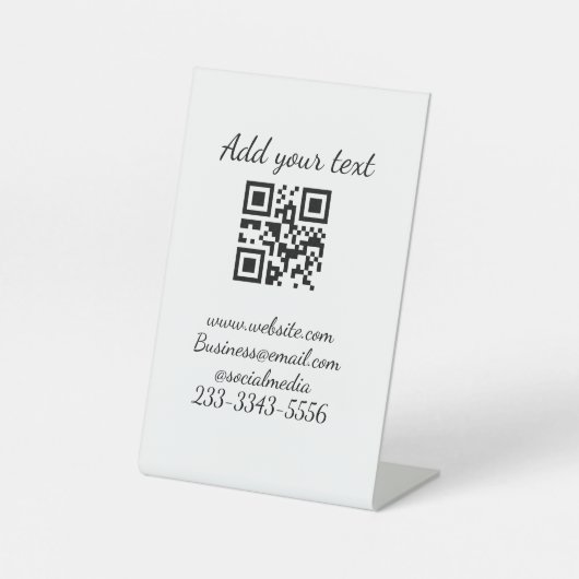 Signe De Table code QR personnalisé simple ajouter votre nom text (Recto)