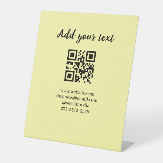 Signe De Table code QR personnalisé simple ajoutez votre nom text (Recto)