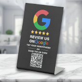 Signe De Table Code Qr personnalisé simple Google Review Black