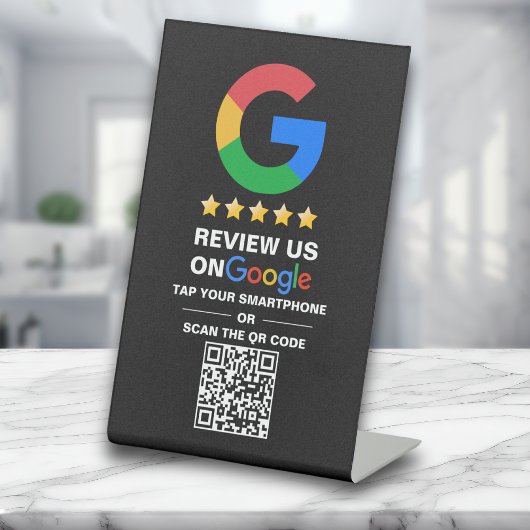 Signe De Table Code Qr personnalisé simple Google Review Black
