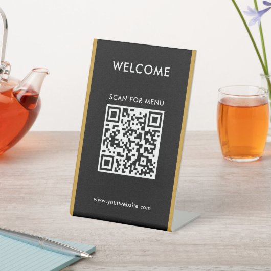 Signe De Table Code QR personnalisé Texte moderne Entreprise Piét (In SItu)