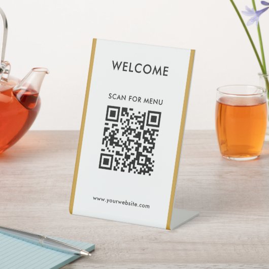 Signe De Table Code QR personnalisé Texte moderne Entreprise Piét (In SItu)