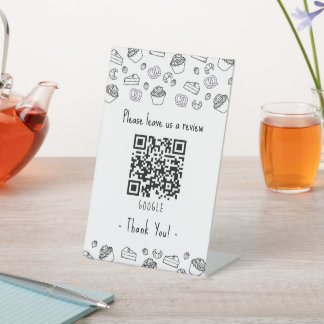 Signe De Table Code QR pour laisser un avis sur une pâtisserie de