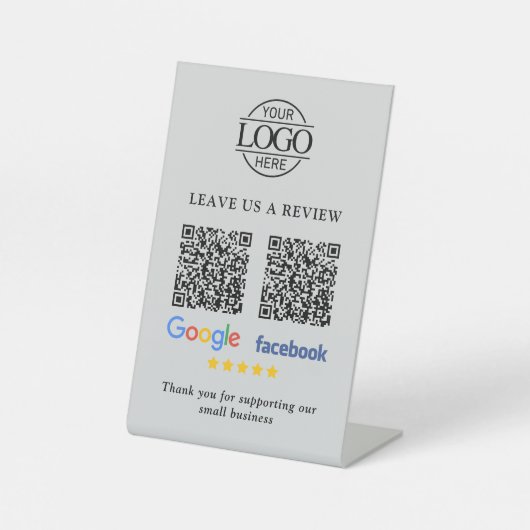 Signe De Table Code QR pour les avis Google & Facebook sur une en (Recto)