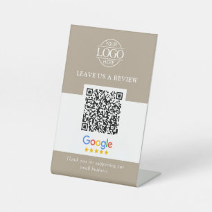 Signe De Table Code QR pour les avis Google & Facebook sur une en