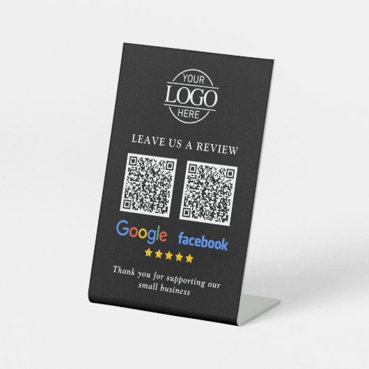 Signe De Table Code QR pour les avis Google & Facebook sur une en (Recto)