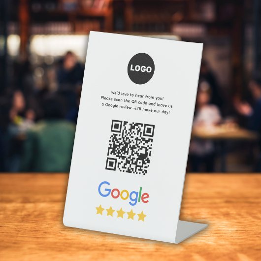 Signe De Table Code QR pour les avis Google My Business