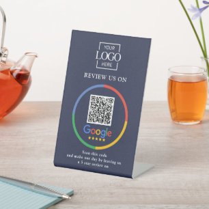 Signe De Table Code QR pour les avis Google promotionnels moderne