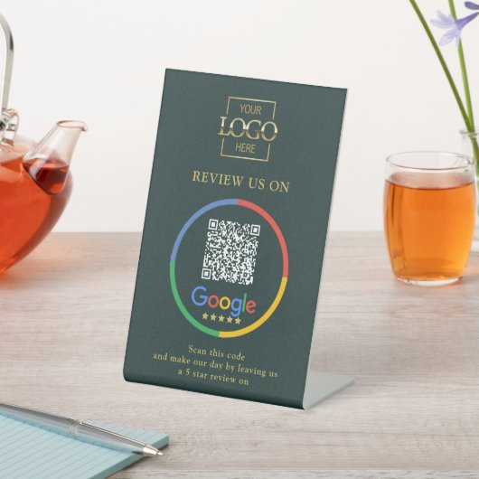 Signe De Table Code QR pour les avis Google promotionnels moderne (In SItu)