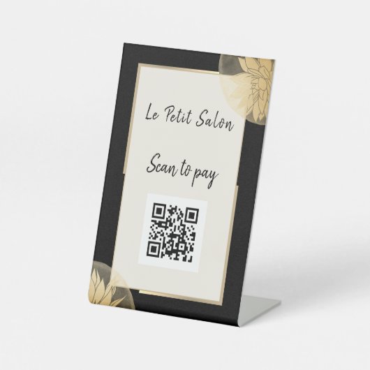 Signe De Table Code QR professionnel élégant Black Gold Scan pour (Recto)