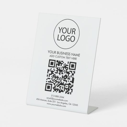 Signe De Table Code QR professionnel personnalisé Texte du logo p (Recto)