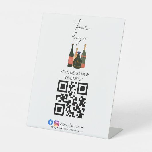 Signe De Table Code QR professionnel sans contact menu barre (Recto)