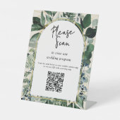 Signe De Table Code QR programme de mariage Moderne Botanique Ver (Recto)