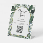 Signe De Table Code QR programme de mariage Moderne Botanique Ver (Recto)