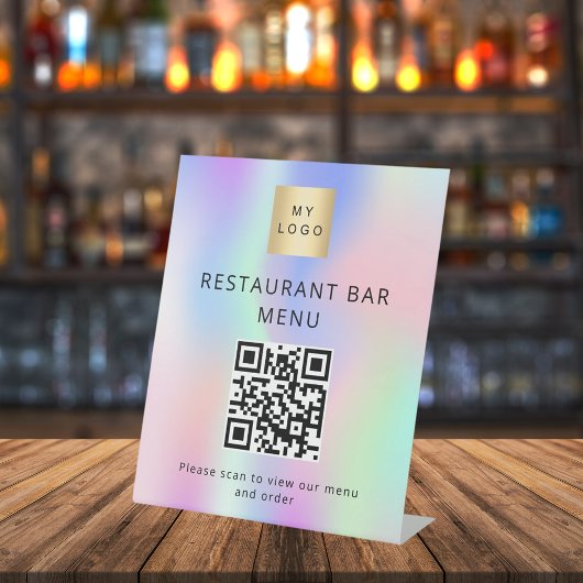 Signe De Table Code QR restaurant café bar menu scanne holographi