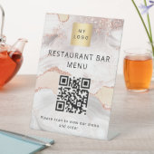 Signe De Table Code QR restaurant café bar scanne menu rose or (In SItu)