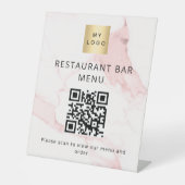 Signe De Table Code QR restaurant cafétéria bar scanne menu marbr (Recto)