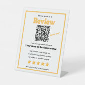 Signe De Table Code QR rétro 'laissez-nous un commentaire' JAUNE  (Recto)
