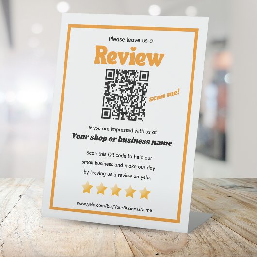 Signe De Table Code QR rétro 'laissez-nous un commentaire' YELP o