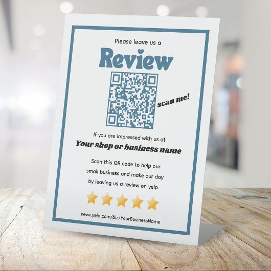Signe De Table Code QR rétro 'laissez-nous un commentaire' YELP r