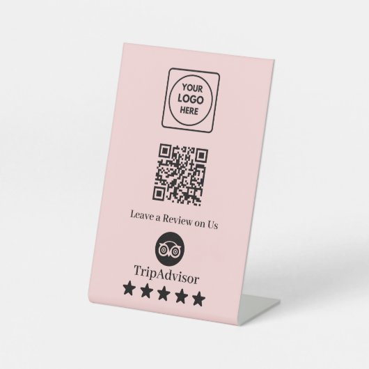 Signe De Table Code QR rose | Affichage de la révision de l'entre (Recto)