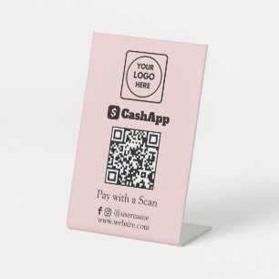 Signe De Table Code QR rose Affichage de paiement numérique Cas