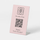 Signe De Table Code QR rose | Analyser pour payer le logo d'entre (Recto)