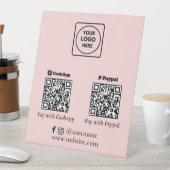 Signe De Table Code QR rose | Cash App PayPal Logo de paiement pa (In SItu)