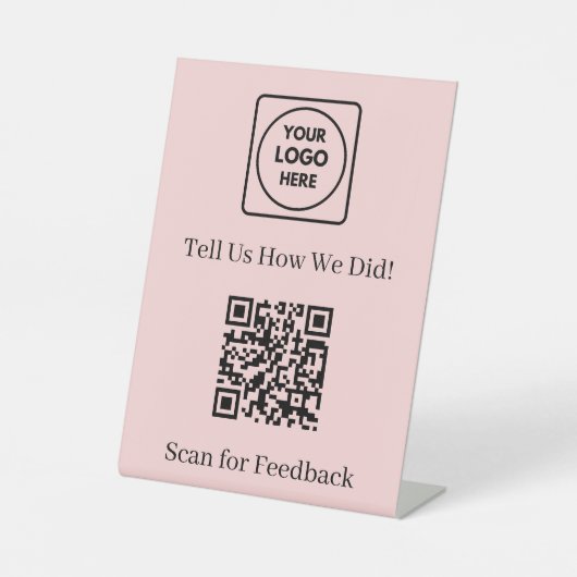 Signe De Table Code QR rose | Évaluation de la rétroaction client (Recto)