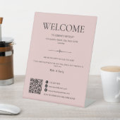Signe De Table Code QR Rose Location de Vacances Airbnb Bienvenue (In SItu)