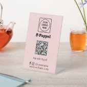 Signe De Table Code QR rose | Logo commercial PayPal Scan-to-Pay (In SItu)