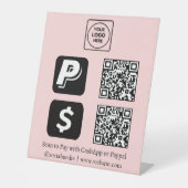 Signe De Table Code QR rose | Logo de numérisation CashApp et Pay (Recto)