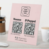 Signe De Table Code QR rose | Logo Venmo PayPal Scan to Pay (In SItu)