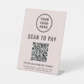 Signe De Table Code QR Rose Paiement par Scan du Logo de l'Entrep (Recto)