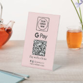 Signe De Table Code QR rose | Paiement sans contact Google Pay (In SItu)