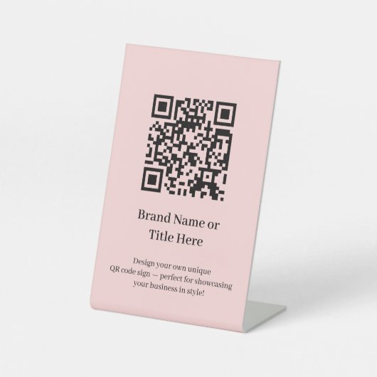 Signe De Table Code QR Rose Pâle | Créez Votre Propre Design Pers (Recto)