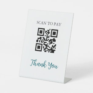 Signe De Table Code QR sans contact Payable numérisable noir blan