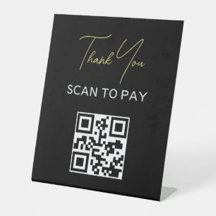 Signe De Table Code QR sans contact Payable numérisable noir blan