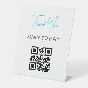 Signe De Table Code QR sans contact Payable numérisable noir blan