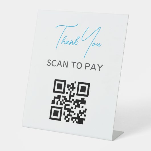 Signe De Table Code QR sans contact Payable numérisable noir blan (Recto)