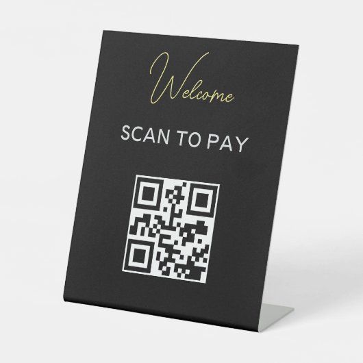 Signe De Table Code QR sans contact Payable numérisable noir blan (Recto)