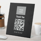 Signe De Table Code QR sans contact Scannable Menu Logo Blanc (In SItu)