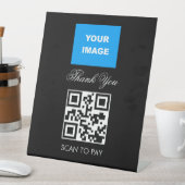 Signe De Table Code QR sans contact Scannable Menu Logo Blanc (In SItu)