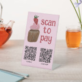 Signe De Table CODE QR SCAN POUR PAYER CUPCAKE Aquarelle BOULANGE (In SItu)