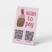 Signe De Table CODE QR SCAN POUR PAYER CUPCAKE Aquarelle BOULANGE (Recto)